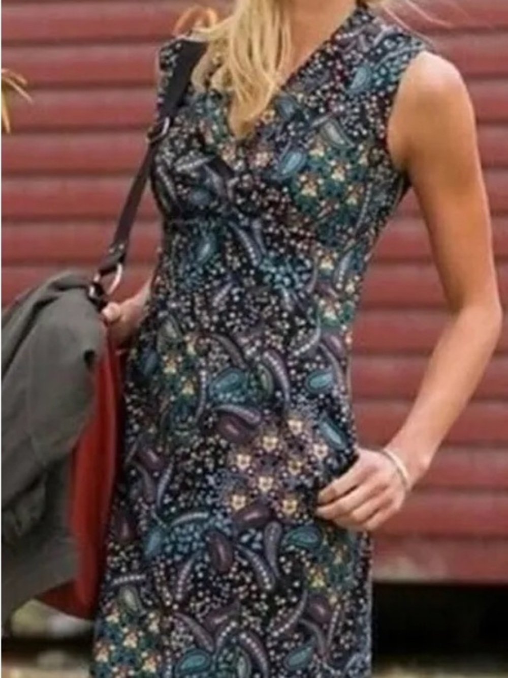 NWOT Dahlia Wrap-Front Paisley Dress in Teal and Purple